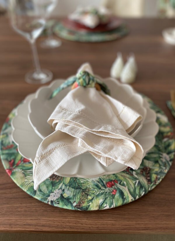 Capa para Individual Circular com azevinho Lapónia